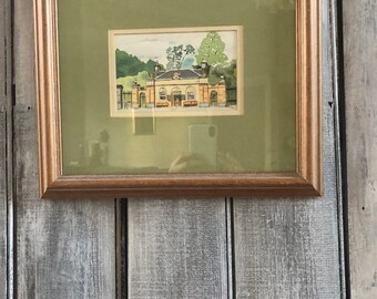 Acuarela escocesa del zoológico de Edimburgo Gatehouse Lodge