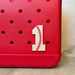 Baseball Number Charm: Sports Bag Tag compatible with Bogg Bag