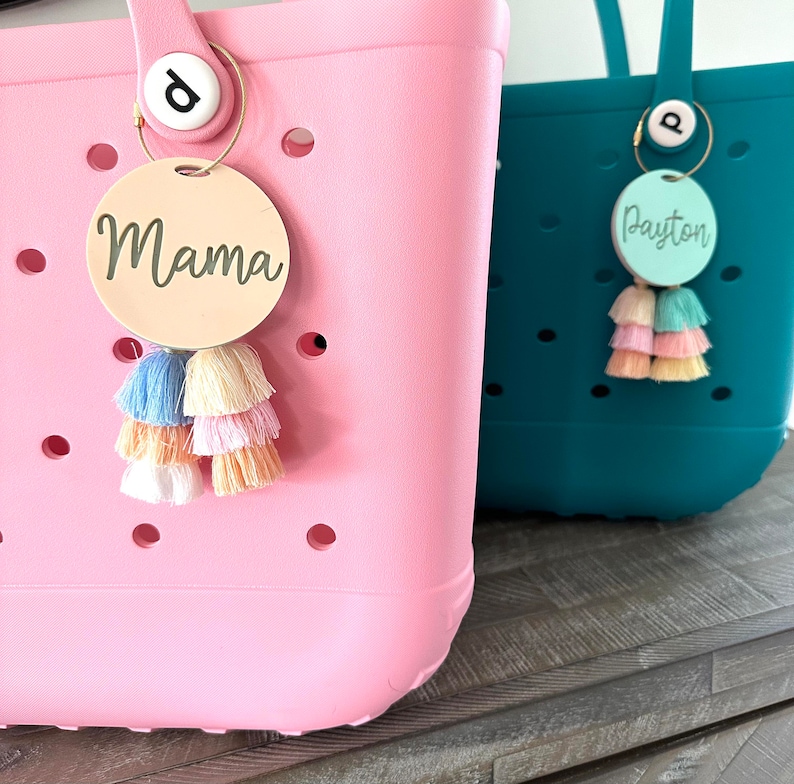 Script Name Bag Charm Name Beach Tote Tag Pool Bag Charm Etsy