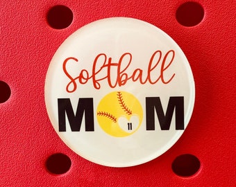 Softball Number Bogg Charm | Sports Mom Charm | Simple Southern Charm | Sports Uniform Bag Charm | Softball Charm | Sports Baseball Charm