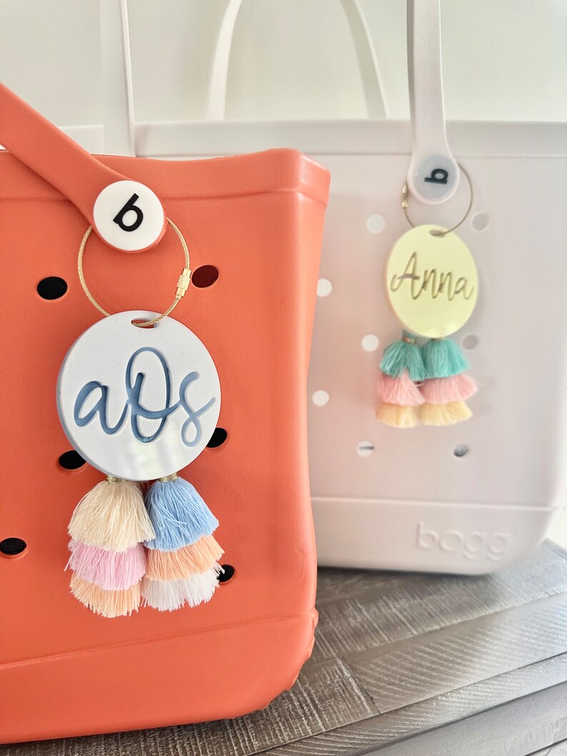 Script Name Bag Charm Name Beach Tote Tag Pool Bag Charm Etsy