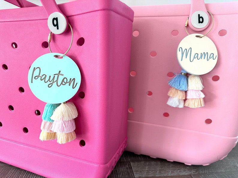 Script Name Bag Charm Name Beach Tote Tag Pool Bag Charm Etsy