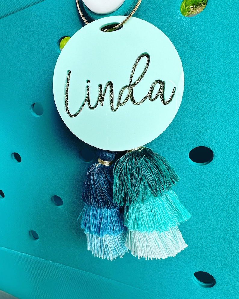 Script Name Bag Charm Name Beach Tote Tag Pool Bag Charm Etsy