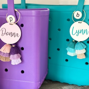 Monogram Scalloped Bag Charm, Personalized Custom Name Tag, Name Beach Tote Tag, Bogg Bag Charm, Custom Bogg Bag Charm, Bogg Bag Accessories