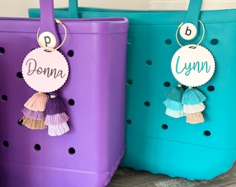 Monogram Scalloped Bag Charm, Personalized Custom Name Tag, Name Beach Tote Tag, Bogg Bag Charm, Custom Bogg Bag Charm, Bogg Bag Accessories