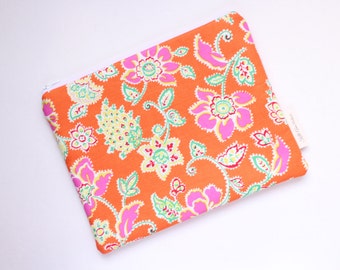 zippered pouch, paisley clutch, wallet, floral pouch, purse organizer, bridesmaids gift, id pouch, floral pouch