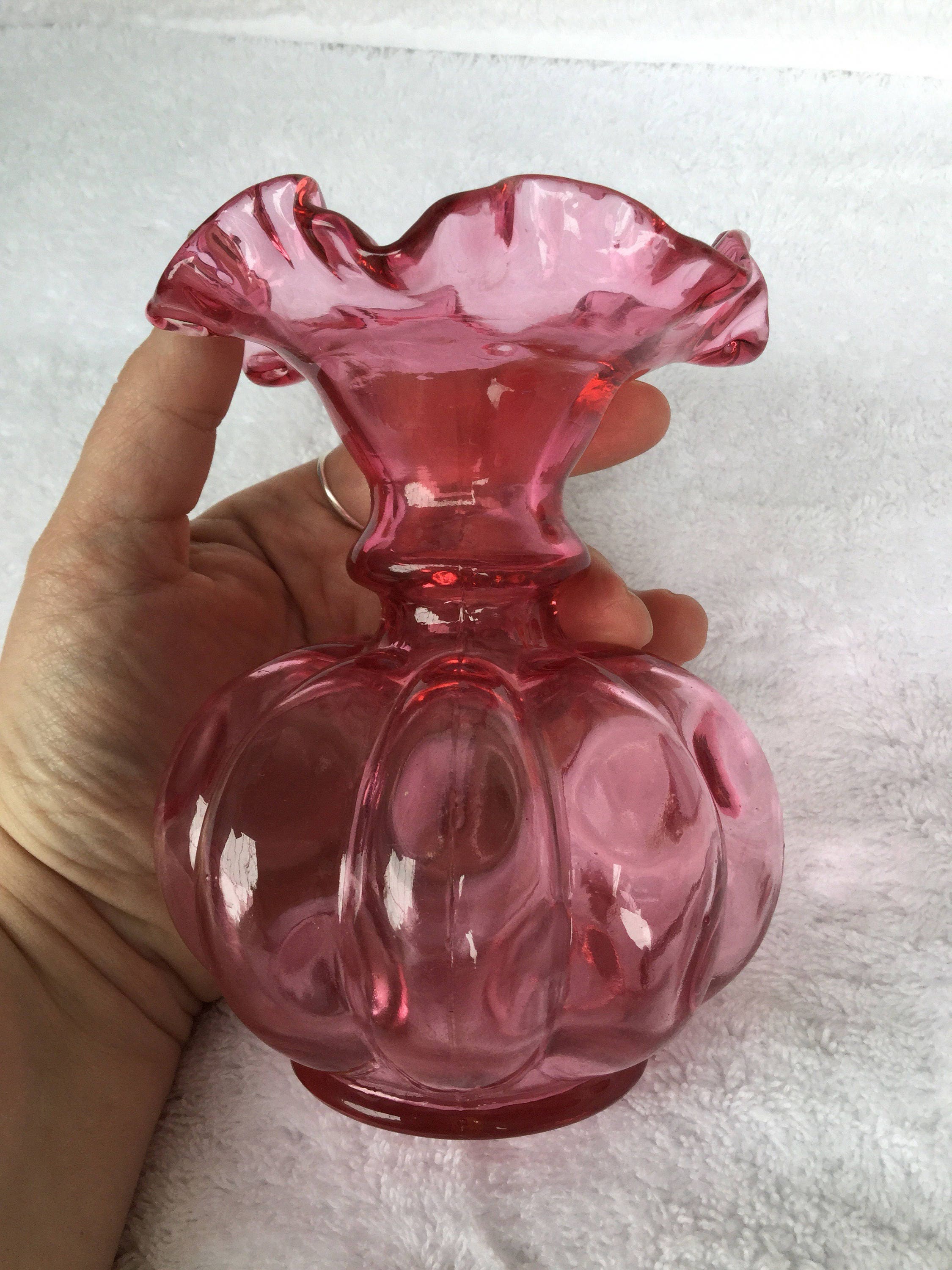 Vintage 1940s Fenton Art Glass Cranberry Ruby Overlay Melon Etsy