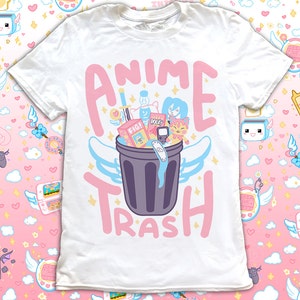 ORIGINAL Anime Trash Tee T-Shirt Magical Girl Kawaii Mahou Shoujo Harajuku Pastel Goth Angel Wing Japanese Cute Pocky Game Cosplay Shirt