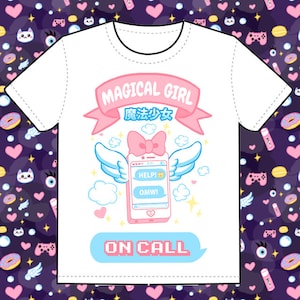 Magische Mädchen auf Ruf TShirt Anime Kawaii Mahou ShouJo Harajuku Pastell Goth Engel Flügel japanische süße Shirt Cosplay Videospiel Shirt