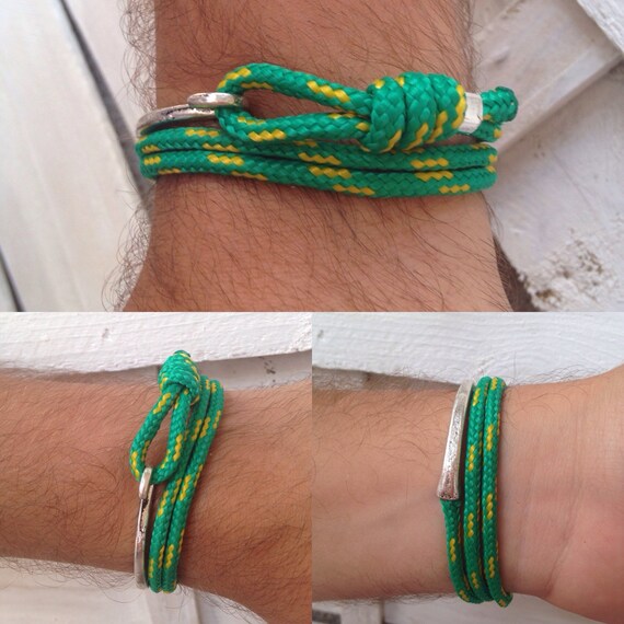Items similar to Mens nautical paracord rope bracelet with big fish