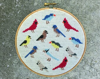 Mini Birds - Modern cross stitch pattern PDF - Instant download