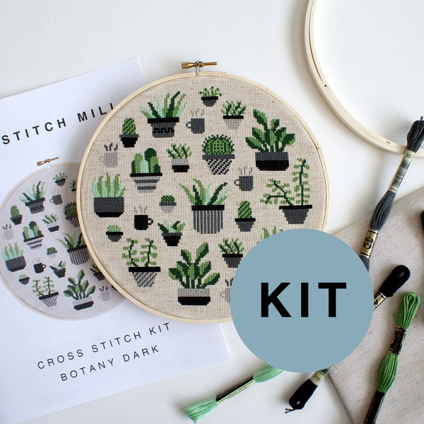 Botany Dark - modern cross stitch kit