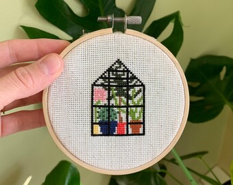 Green house - Modern cross stitch pattern PDF - Instant download