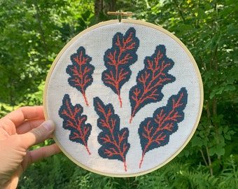 Oak Leaves - Modern cross stitch pattern PDF - Instant download