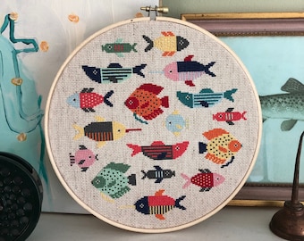 Fishy - Modern cross stitch pattern PDF - Instant download