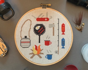 Campsite - Modern cross stitch pattern PDF - Instant download