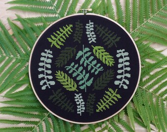 Ferns - Modern cross stitch pattern PDF - Instant download