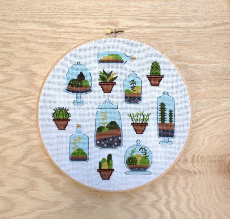 Terrarium Modern cross stitch pattern PDF Instant download ...