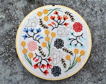 Floral Boogie - Modern cross stitch pattern PDF - Instant download