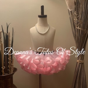 Pink Ribbon Trimmed Tutu, Girls Tutu, Baby Tutu, Pink Ribbon Trim Tutu, Wedding Tutu, Birthday Tutu, Photo Prop Tutu, Tutu Skirt