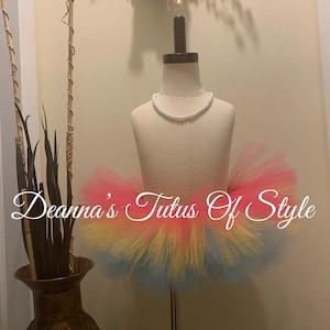 Rainbow Tutu, Fuchsia, Yellow And Turquoise Tutu, Baby Tutu, Photo Prop Tutu, Girls Smash Cake Tutu