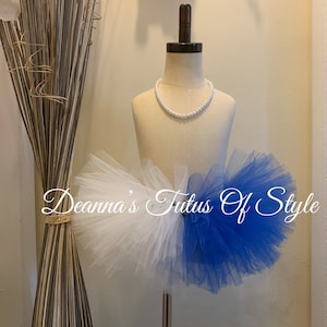 Girls Royal Blue And White Tutu, Half Royal Blue And White Tutu, Half And Half Tutu, Birthday Tutu, Smash Cake Tutu, Girls Tutu