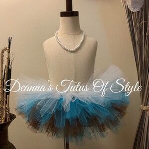 White Turquoise And Brown Tutu, Baby Tutu, Birthday Tutu, Wedding Tutu, Photo Prop Tutu, Tutu, Costume Tutu, Girls Tutu