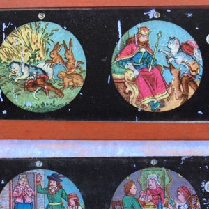 Set of 10 Magic Lantern Slides - Children&#39;s Illustrations