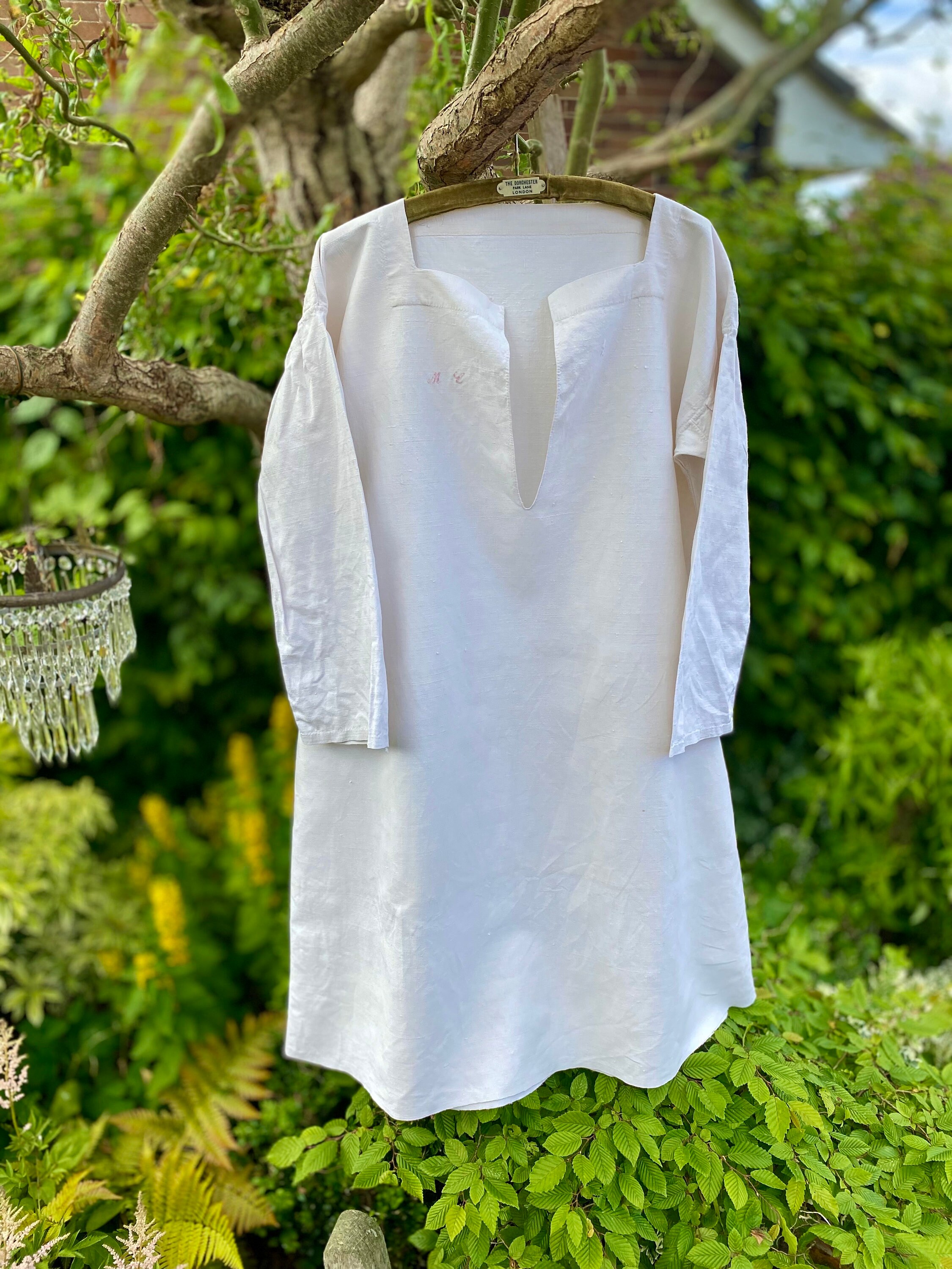 Antique French Linen Nightshirt Monogram 'MC' - XL (11) - Etsy