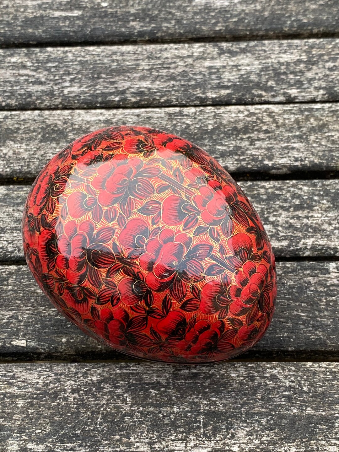 Vintage Papier Mache Egg Shaped Box C.1970s Etsy