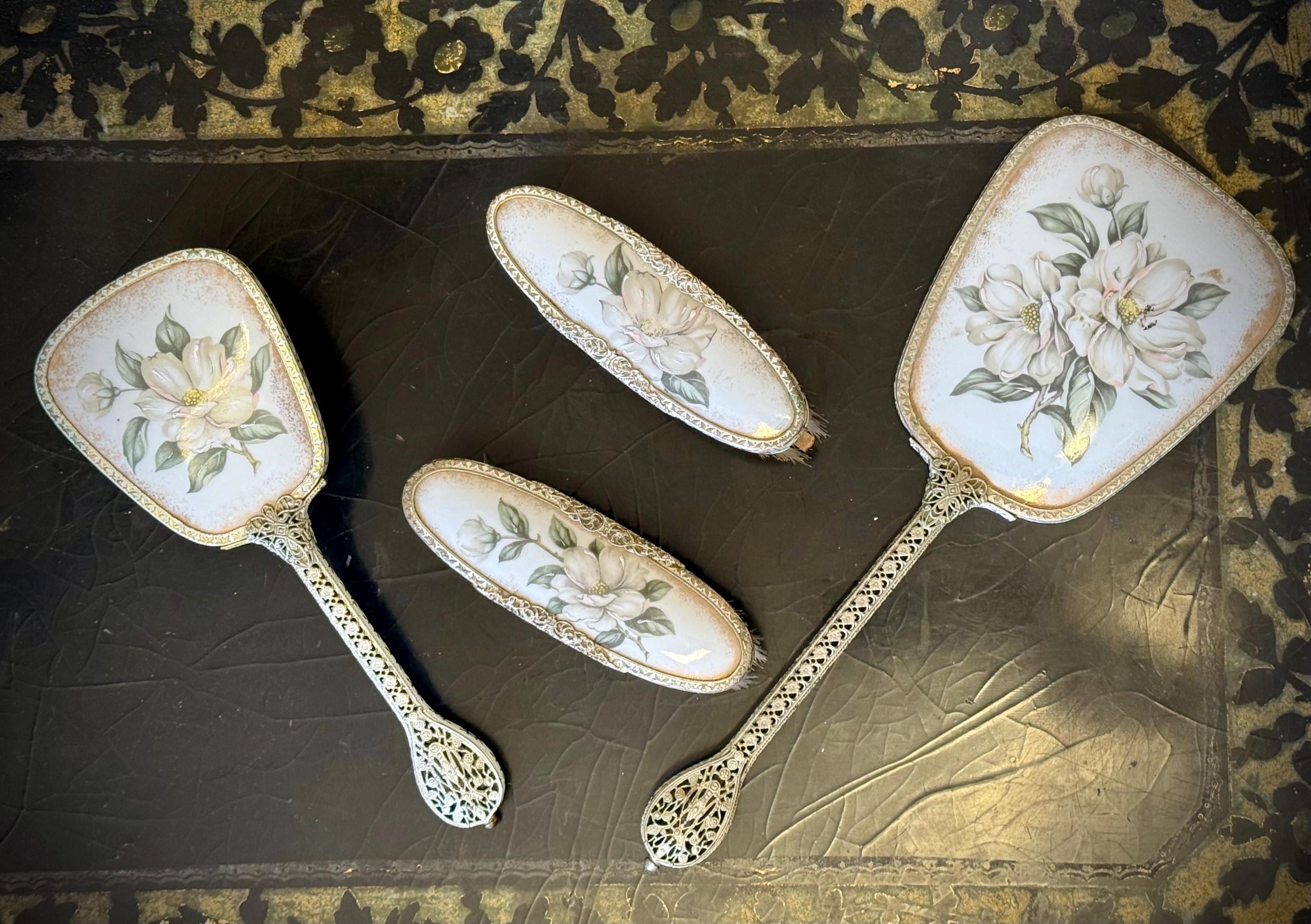 ヴィンテージ ドレッサーセット ミラー ブラシ ゴールド アンティーク調 Antique brush and mirror set - Etsy 日本