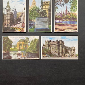 Verzameling van 5 vintage handgekleurde ansichtkaarten - Melbourne Vistas Series, Australië