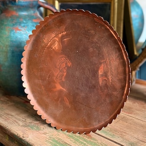 Antique Copper Arts and Crafts Copper Plate Tray