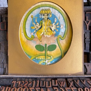 Litografia antica di Ravi Varma Hindu Deity Gayatri