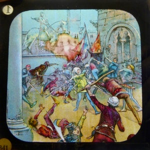 Magic Lantern Slide - A Medieval Battle Scene