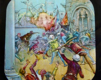 Magic Lantern Slide - A Medieval Battle Scene