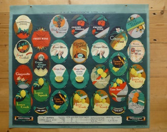 J & J Murdoch Ltd Soft Drinks Label Poster - Page 12 from 'Labeldom' Catalogue C.1930s