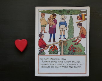 Nursery Rhyme Print - See-Saw Margery Daw - From Child Eduction 1927