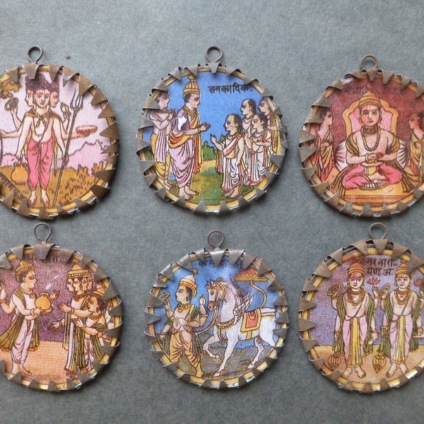 Vintage Hindu God Prints in Simple Metal Frames