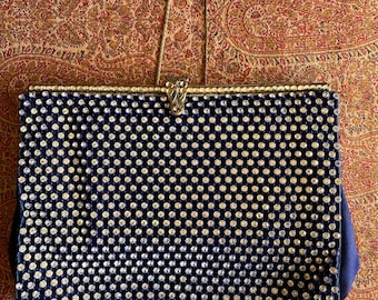 Evening Bag  - Vintage Blue Silk & Diamanté