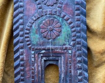 Vintage Carved Wooden House Shrine Frame from India