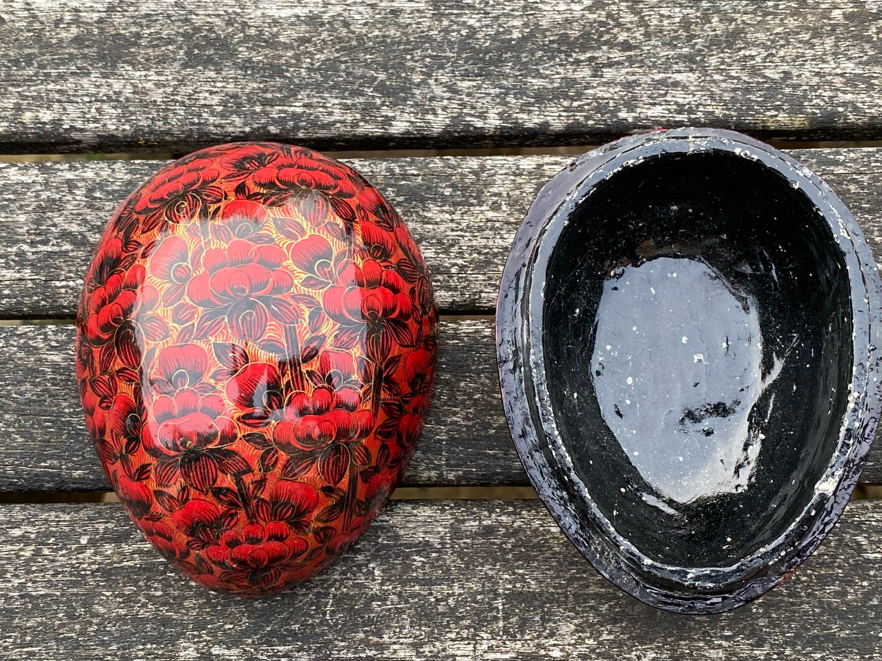 Vintage Papier Mache Egg Shaped Box C.1970s Etsy UK