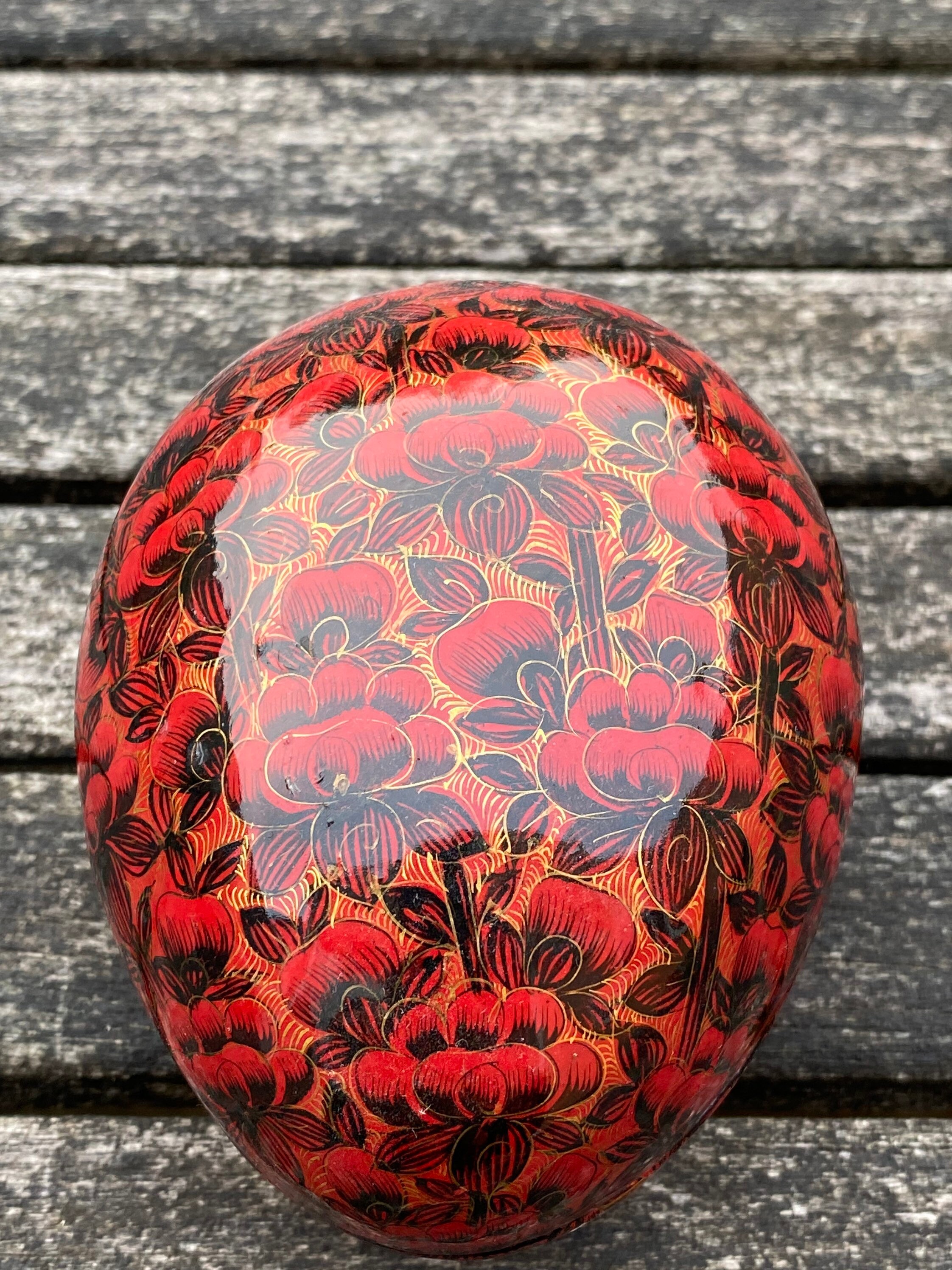 Vintage Papier Mache Egg Shaped Box C.1970s Etsy UK