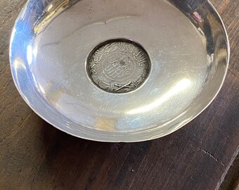 Antique Silver Dish with Saudi Arabia Coin