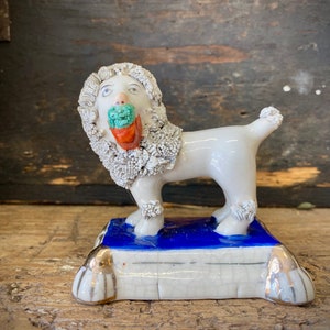 Antique 19th Century Staffordshire Poodle Ornament