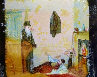 Magic Lantern Slide - Victorian Scene at Home