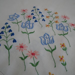 Vintage Linen Embroidered Tablecloth