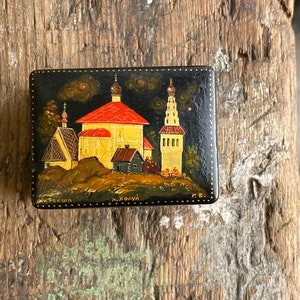 St Petersburg Miniature Black Lacquer Box