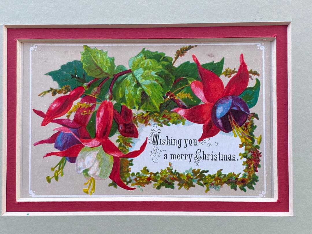 Antique Christmas Card Mounted Etsy