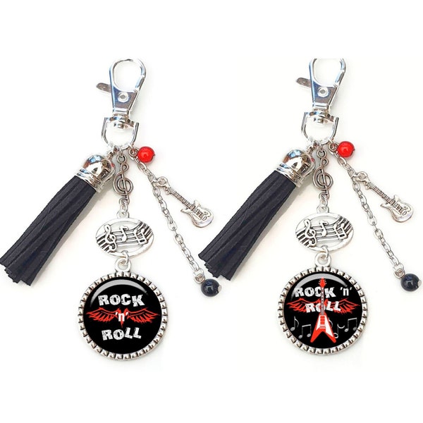 Porte clés rock 'n' roll, bijou de sac musique rock, cadeau musique, cadeau musicienne, cadeau pour elle